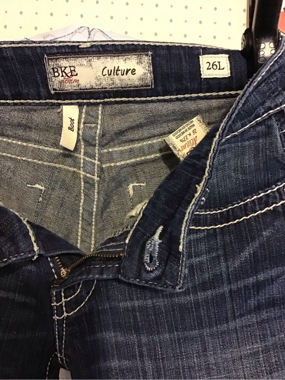BKE Dark Blue Flare Jeans with Contrast Stitching - Picture 3 of 8